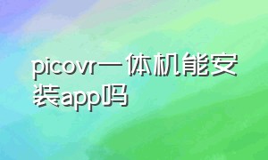 picovr一体机能安装app吗