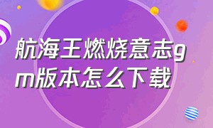 航海王燃烧意志gm版本怎么下载