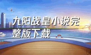 九阳战皇小说完整版下载