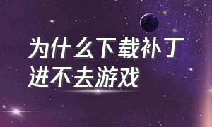 为什么下载补丁进不去游戏