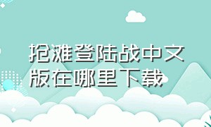 抢滩登陆战中文版在哪里下载