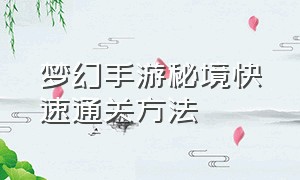 梦幻手游秘境快速通关方法