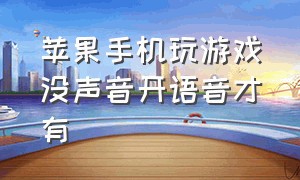 苹果手机玩游戏没声音开语音才有