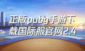 正版pubg手游下载国际服官网2.4（pubg国际服官方正版手游下载）