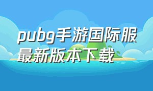 pubg手游国际服最新版本下载