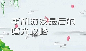 手机游戏最后的曙光攻略