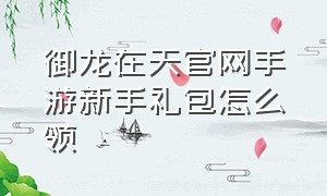 御龙在天官网手游新手礼包怎么领