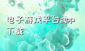 电子游戏平台app下载