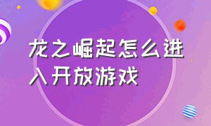 龙之崛起怎么进入开放游戏