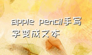 apple pencil手写字变成文本