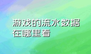 游戏的流水数据在哪里看