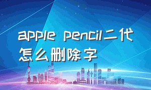 apple pencil二代怎么删除字