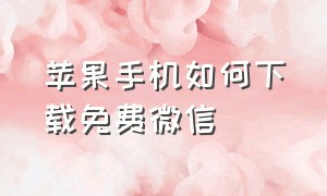 苹果手机如何下载免费微信