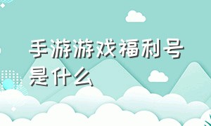 手游游戏福利号是什么（手游游戏福利号是什么东西）