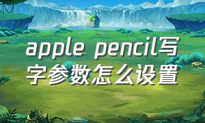 apple pencil写字参数怎么设置