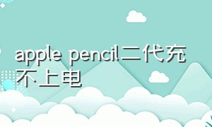 apple pencil二代充不上电