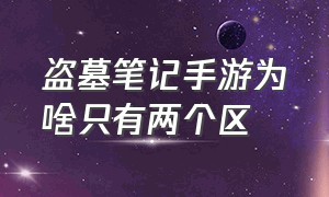 盗墓笔记手游为啥只有两个区（新盗墓笔记手游为什么没人玩）