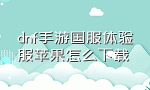 dnf手游国服体验服苹果怎么下载（dnf体验服手游苹果版在哪下载）