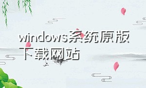windows系统原版下载网站（win10原版下载网站）