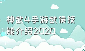 神武4手游武侯技能介绍2020