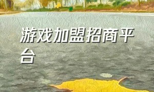 游戏加盟招商平台