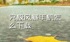 究极风暴手机怎么下载（究极风暴苹果手机怎么下载）