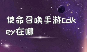 使命召唤手游cdkey在哪