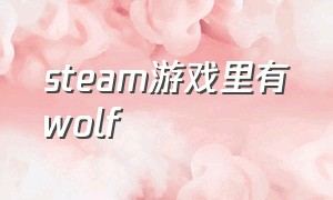 steam游戏里有wolf（steamwolfteam怎么不能玩）