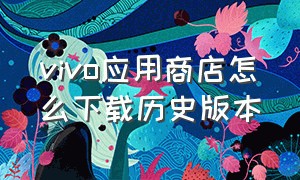 vivo应用商店怎么下载历史版本（vivo应用商店 安装）