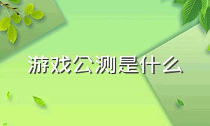 游戏公测是什么