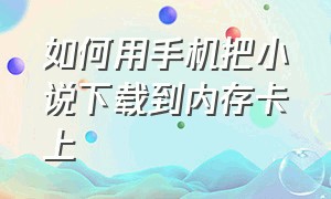 如何用手机把小说下载到内存卡上