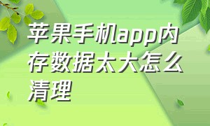 苹果手机app内存数据太大怎么清理