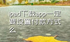 ipad下载app一定要设置付款方式么