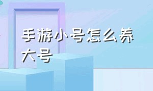 手游小号怎么养大号（手游小号一新建就锁号）