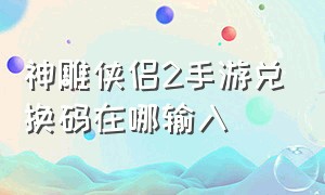 神雕侠侣2手游兑换码在哪输入