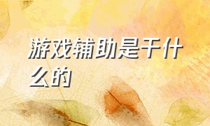 游戏辅助是干什么的（游戏辅助功能怎么开启）