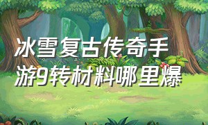 冰雪复古传奇手游9转材料哪里爆