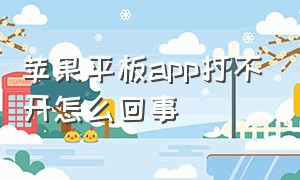 苹果平板app打不开怎么回事