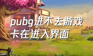 pubg进不去游戏卡在进入界面