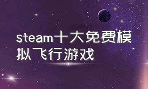 steam十大免费模拟飞行游戏