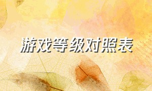 游戏等级对照表