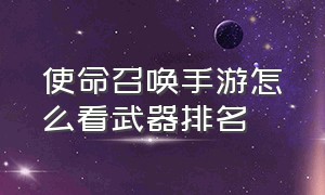 使命召唤手游怎么看武器排名