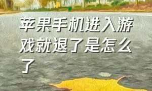 苹果手机进入游戏就退了是怎么了（苹果手机进入游戏就退了是怎么了回事）