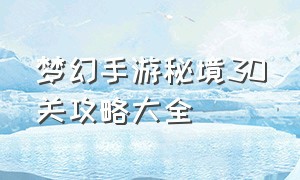 梦幻手游秘境30关攻略大全