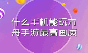 什么手机能玩方舟手游最高画质