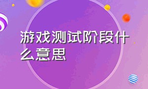 游戏测试阶段什么意思