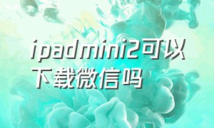 ipadmini2可以下载微信吗（ipadmini2可以下载软件吗）