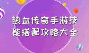 热血传奇手游技能搭配攻略大全