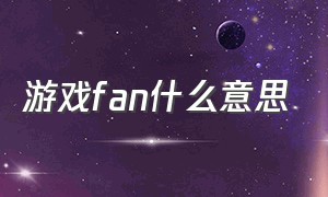 游戏fan什么意思