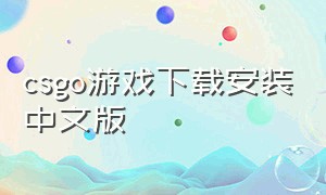 csgo游戏下载安装中文版（csgo单机版中文版下载）